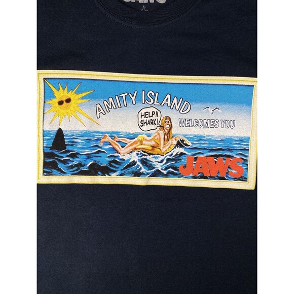 Universal Studios Rock Rebel Amity Island Jaws Shark Cotton T-Shirt Size Small - Picture 2 of 6